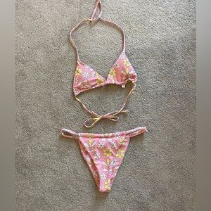 Floral pink bikini set in small | Aurelle Swimwear